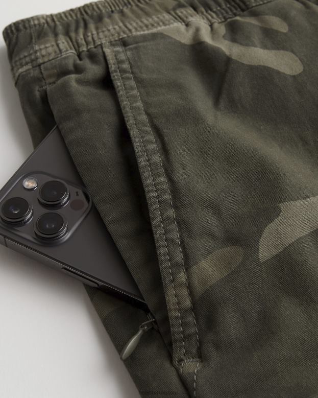 Bottoms Hollister Men Twill Cargo Jogger Shorts 9\\ 488201233 Camo